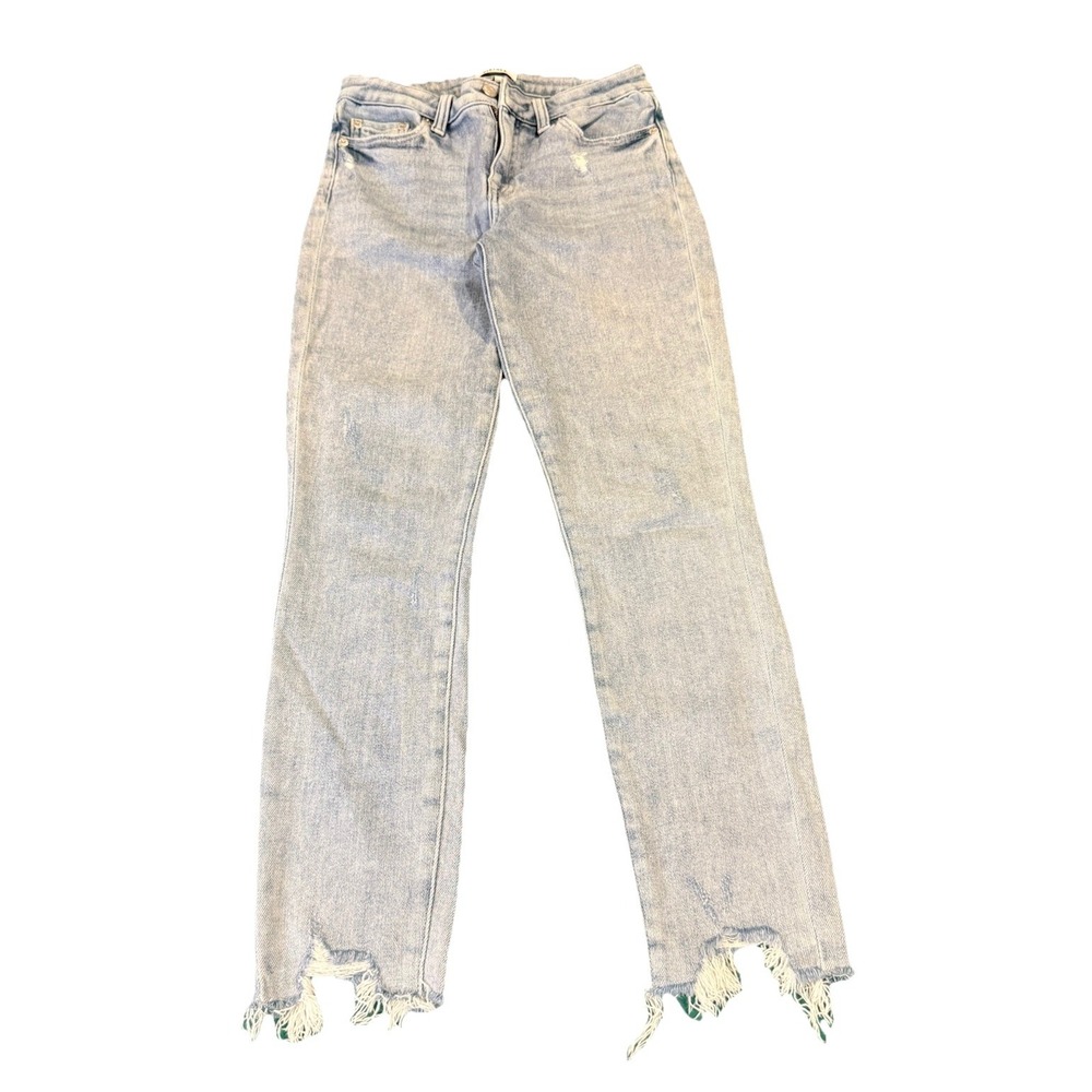 Pistola Audrey Mid Rise Skinny Women's Sz 26 Distressed Hem Boho Cropped Jeans
